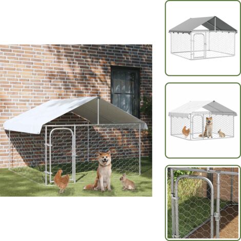 The Living Store Perrera de exterior con tejado 200x200x150 cm - Casa para perros