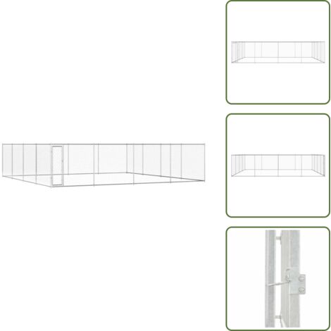 The Living Store Perrera de exterior de acero galvanizado 760x760x185 cm - Perrera de acero