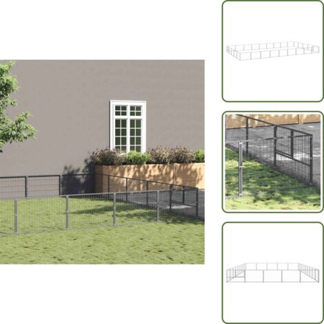 The Living Store Perrera plateada 45 m² acero - Perrera para perros