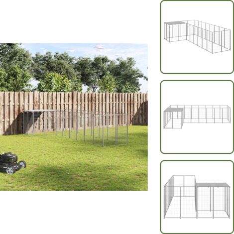 The Living Store Perrera plateada 6,05 m² acero - Jaula