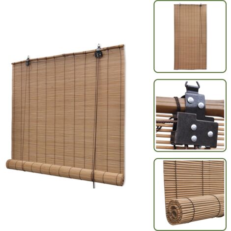 The Living Store Persianas enrollables de bambú marrón 120x220 cm - Bambú