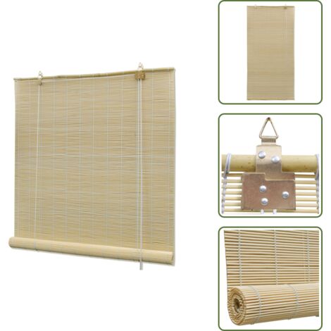 The Living Store Persianas enrollables de bambú natural 120x220 cm - Bambú natural