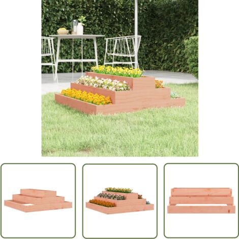 The Living Store Pflanzkübel 80x80x27 cm Massivholz Douglasie - Holzpflanze - Hochbeet - Gartenmöbel - Gartendeko - Douglasie