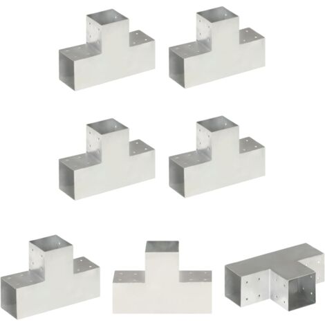 The Living Store Pfostenverbinder 4 Stk. T-Form Verzinktes Metall 101 x 101 mm -  Zaunpfosten & -querlatten