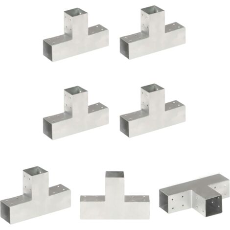 The Living Store Pfostenverbinder 4 Stk. T-Form Verzinktes Metall 71 x 71 mm - Zaunpfosten & -querlatten