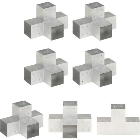The Living Store Pfostenverbinder 4 Stk. X-Form Verzinktes Metall 101 x 101 mm -  Zaunpfosten & -querlatten