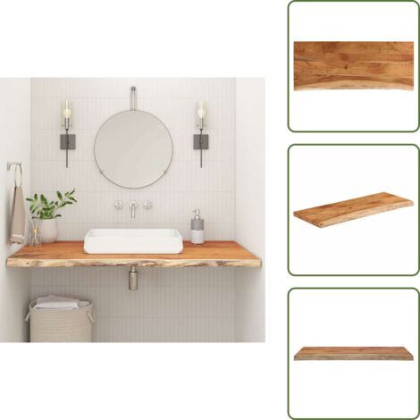 The Living Store Piano Bagno 140x60x2,5 cm Rettangolare Legno Massello di Acacia - Piano in acacia