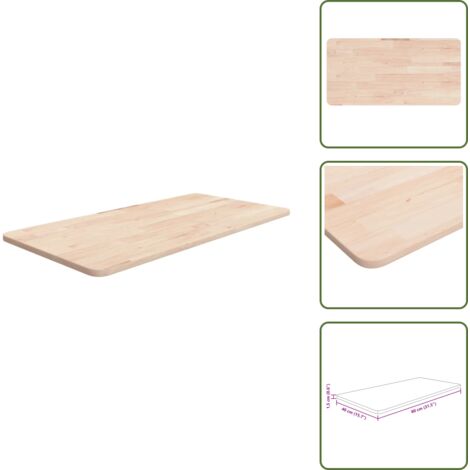 The Living Store Piano Bagno 80x40x1,5 cm Legno Massello Non Trattato - Legno massello