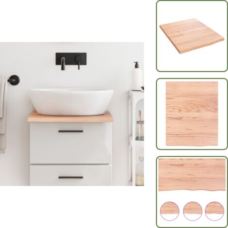 The Living Store Piano Bagno Marrone Chiaro 40x50x2 cm Legno Massello Trattato - Piano in legno massello