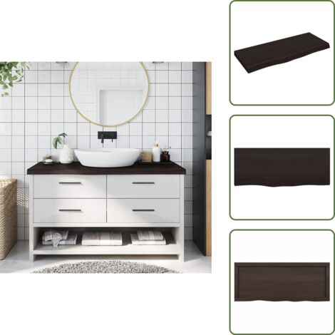 The Living Store Piano Bagno Marrone Scuro 100x40x(2-6)cm Legno Trattato - Piano in legno
