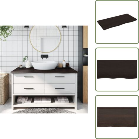 The Living Store Piano Bagno Marrone Scuro 100x50x(2-4)cm Legno Trattato - Piano in legno