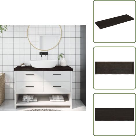 The Living Store Piano Bagno Marrone Scuro 120x40x(2-6)cm Legno Trattato - Piano in legno