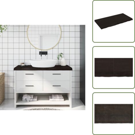 The Living Store Piano Bagno Marrone Scuro 120x60x(2-6)cm Legno Trattato - Piano in legno