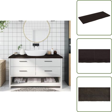 The Living Store Piano Bagno Marrone Scuro 140x60x(2-4)cm Legno Trattato - Piano in legno