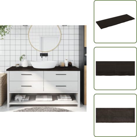 The Living Store Piano Bagno Marrone Scuro 160x60x(2-4)cm Legno Trattato - Piano in legno