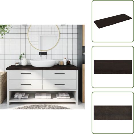 The Living Store Piano Bagno Marrone Scuro 160x60x(2-6)cm Legno Trattato - Piano in legno