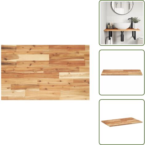 The Living Store Piano da Bagno Finitura a Olio 80x50x2 cm in Legno di Acacia - Acacia