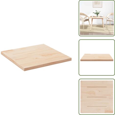 The Living Store Piano del tavolo 80x80x2,5 cm in legno massello di pino quadrato - Piano in legno