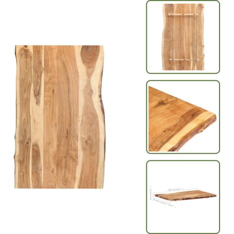 The Living Store Piano del Tavolo in Legno Massello di Acacia 100x(50-60)x3,8 cm - Piano da cucina in acacia