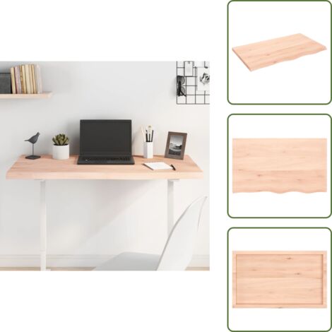The Living Store Piano per Tavolo 100x60x(2-4)cm in Rovere Massello Non Trattato - Tavolo in legno