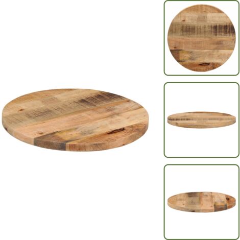 The Living Store Piano per Tavolo Ø 40x2,5cm Rotondo Legno Massello Grezzo Mango - Tavolo in legno