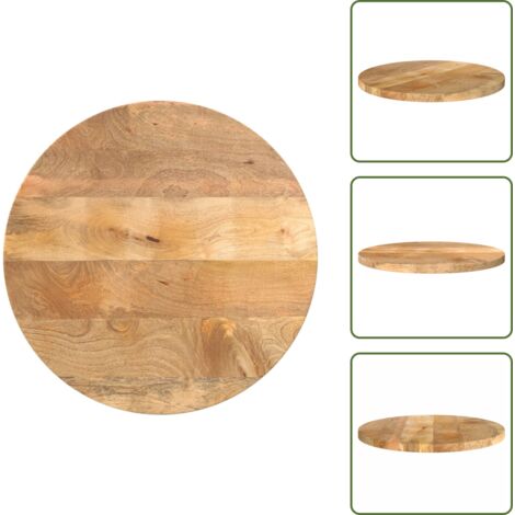 The Living Store Piano per Tavolo Ø 40x3,8 cm Rotondo in Legno Massello di Mango - Tavolo in legno
