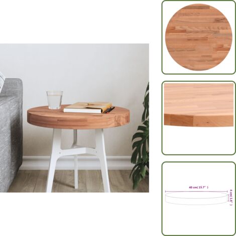 The Living Store Piano per Tavolo Ø40x4 cm Rotondo in Legno Massello di Faggio - Tavolo rotondo