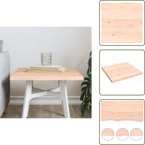 The Living Store Piano per Tavolo 40x40x2 cm in Rovere Non Trattato Bordi Vivi - Tavolo in Rovere