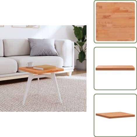 The Living Store Piano per Tavolo 40x40x2,5 cm Quadrato Legno Massello di Faggio - Tavolo in legno