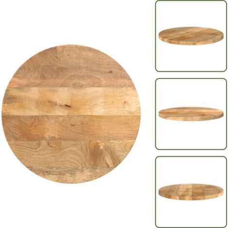 The Living Store Piano per Tavolo Ø 50x3,8 cm Rotondo in Legno Massello di Mango - Tavolo in legno