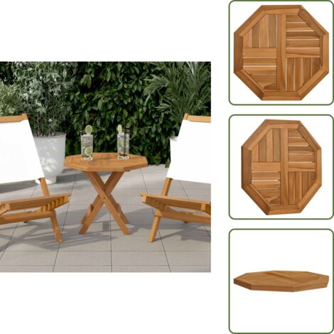 The Living Store Piano per Tavolo 50x50x2,5 cm Ottagonale Legno Massello Teak - Tavolo da giardino