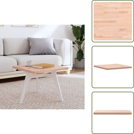 The Living Store Piano per Tavolo 50x50x2,5 cm Quadrato Legno Massello di Faggio - Tavolo in faggio
