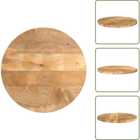 The Living Store Piano per Tavolo Ø 60x3,8 cm Rotondo in Legno Massello di Mango - Tavolo in legno