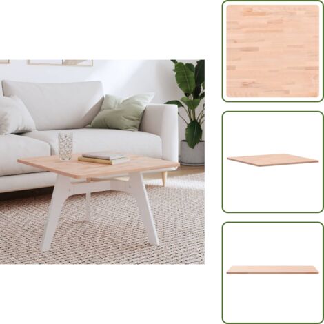 The Living Store Piano per Tavolo 60x60x1,5 cm Quadrato Legno Massello di Faggio - Tavolo in faggio
