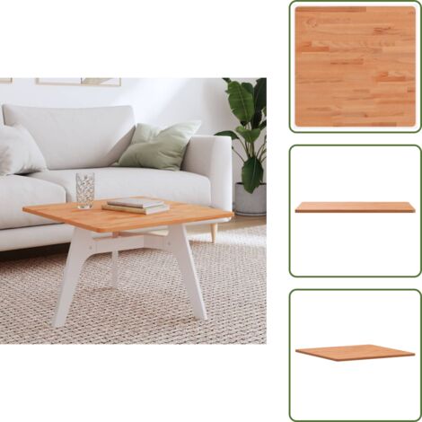 The Living Store Piano per Tavolo 60x60x1,5 cm Quadrato Legno Massello di Faggio - Tavolo in legno