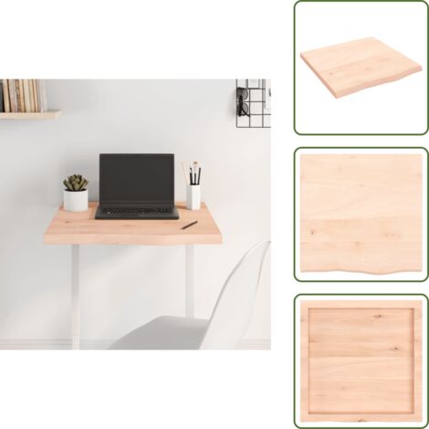 The Living Store Piano per Tavolo 60x60x(2-4) cm in Rovere Massello Non Trattato - Tavolo in legno