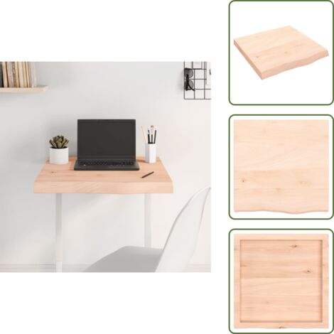 The Living Store Piano per Tavolo 60x60x(2-6) cm in Rovere Massello Non Trattato - Tavolo in rovere