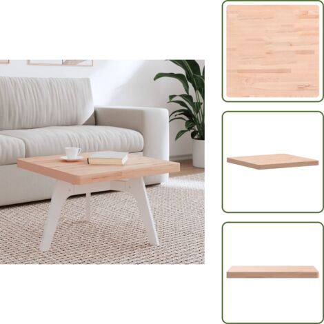 The Living Store Piano per Tavolo 60x60x4 cm Quadrato Legno Massello di Faggio - Tavolo in legno