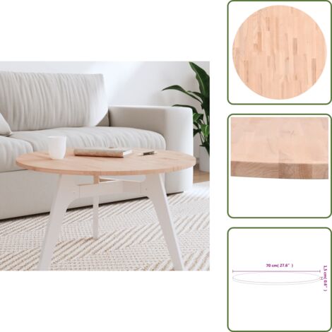 The Living Store Piano per Tavolo Ø70x1,5 cm Rotondo in Legno Massello di Faggio - Tavolo rotondo