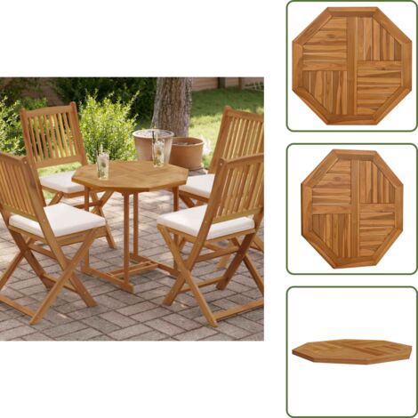 The Living Store Piano per Tavolo 70x70x2,5 cm Ottagonale Legno Massello di Teak - Tavolo da giardino