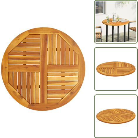 The Living Store Piano per Tavolo Ø80x2,2 cm Rotondo in Legno Massello di Acacia - Tavolo da giardino