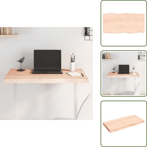 The Living Store Piano per Tavolo 80x40x(2-6) cm Rovere Non Trattato Bordi Vivi - Tavolo in rovere