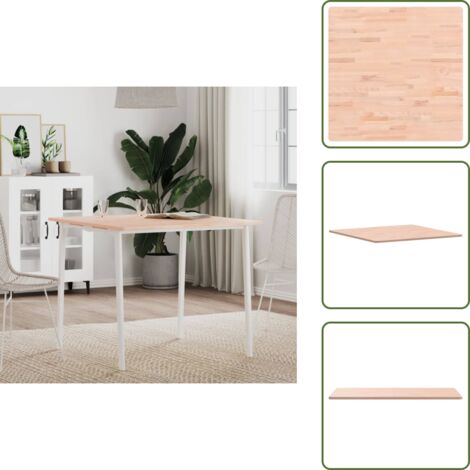 The Living Store Piano per Tavolo 80x80x1,5 cm Quadrato Legno Massello di Faggio - Tavolo da pranzo