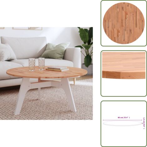The Living Store Piano per Tavolo Ø90x1,5 cm Rotondo in Legno Massello di Faggio - Tavolo rotondo