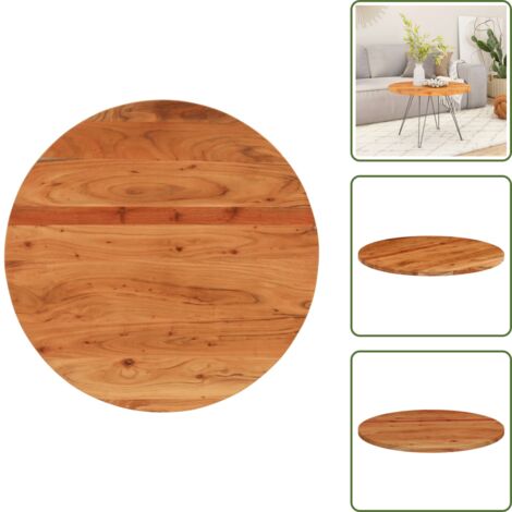 The Living Store Piano per Tavolo Ø90x2,5 cm Rotondo in Legno Massello di Acacia - Tavolo rotondo