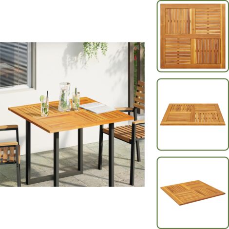 The Living Store Piano per Tavolo 90x90x2,2 cm Quadrato Legno Massello di Faggio - Tavolo da giardino
