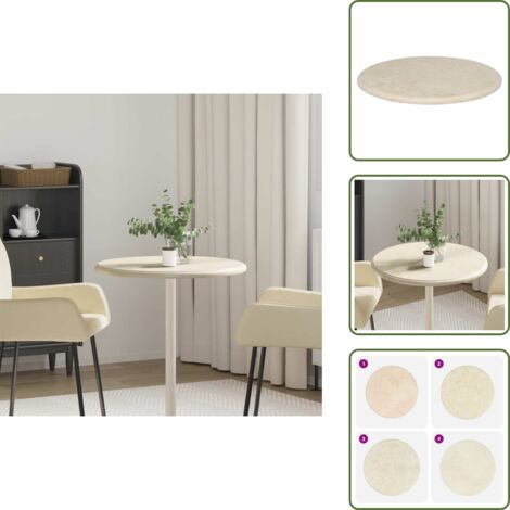 The Living Store Piano per Tavolo Crema Ø60x2,5 cm in Marmo - Marmo per tavoli