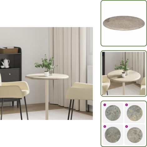 The Living Store Piano per Tavolo Grigio Ø60x2,5 cm in Marmo - Piano da pranzo in marmo