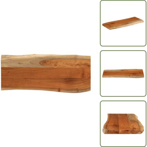The Living Store Piano Tavolo 100x40x3,8 cm Rettangolare Legno Acacia Bordi Vivi - Piano in acacia