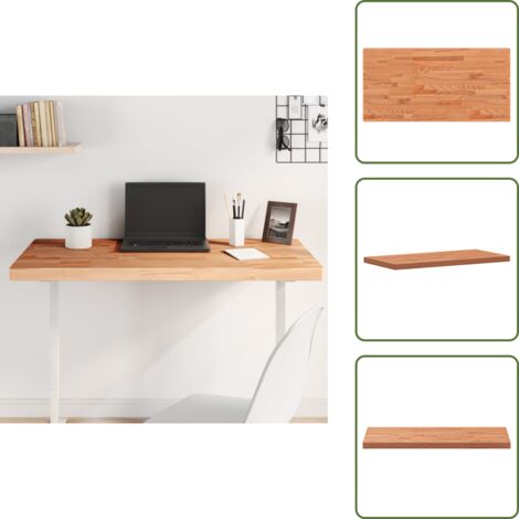 The Living Store Piano Tavolo 100x50x4cm Rettangolare Legno Massello di Faggio - Piano in legno